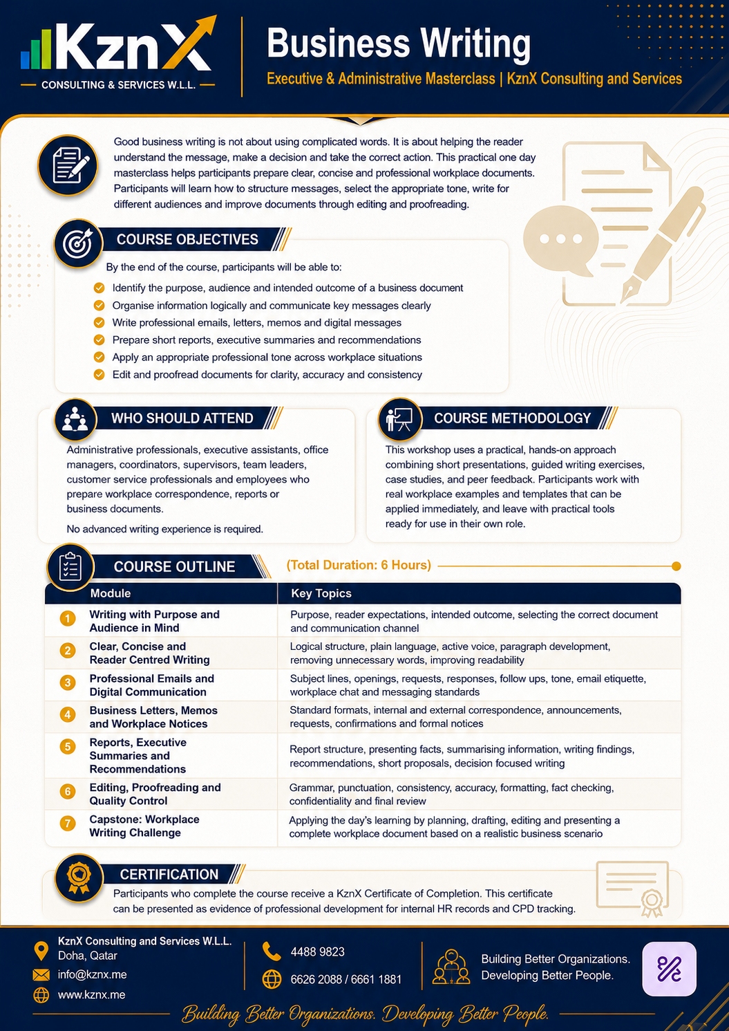 Business Writing course poster